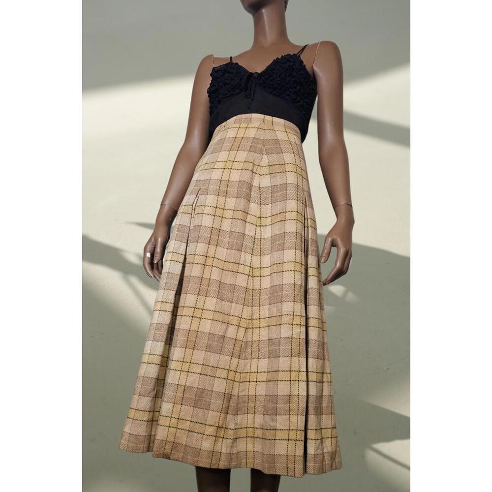 Vintage long plaid skirt real wool size XXS